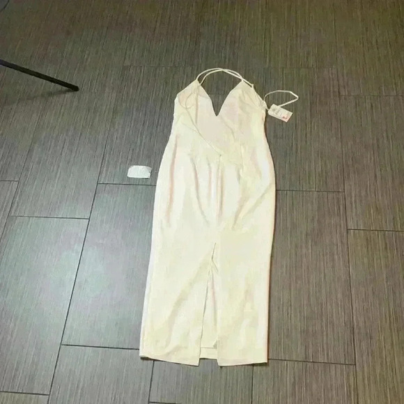 Katie May Ivory Deep V-Neck Open Back Sleeveless Cocktail Midi Dress Size M - Picture 9 of 16